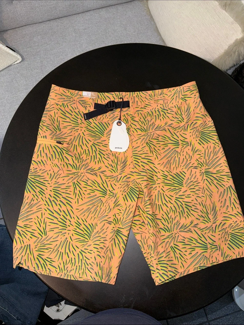 Prana Men's Orange Patterned Swim Shorts. Sz 31 NWT
